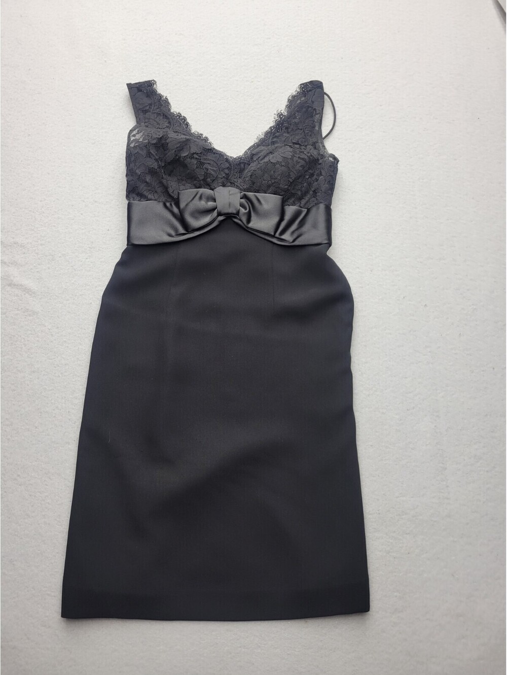 Ann Taylor Women's Dress Size 2 Black Empire Mini Sleeveless Solid Bow Lace